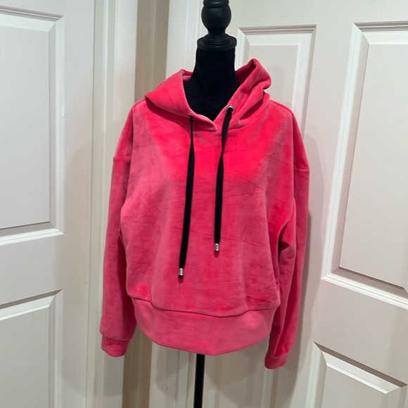 For The Republic Tops - FOR THE REPUBLIC, women’s, large, hot pink, velour, drawstring, hoodie.